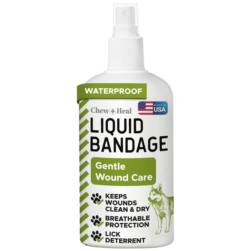 Liquid Bandage for Dogs 4oz Waterproof Spray - Dog Wound Care with Aloe for Cuts, Scrapes, Hot Spots & Paw Injuries - Alcohol-Free, Safe if Licked, Made in USA | Chew + Heal