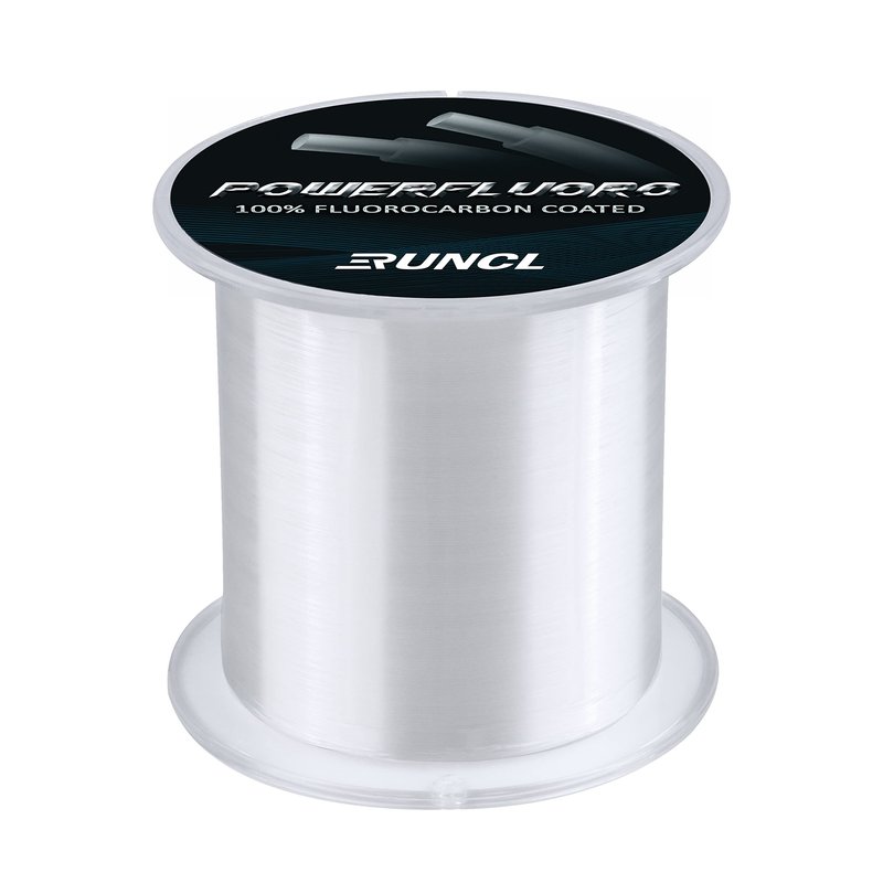 RUNCL PowerFluoro Fishing Line, 100% Fluorocarbon Coated Fishing Line, Hybrid Line - Virtually Invisible, Faster Sinking, Low Stretch, Extra Sensitivity, Abrasion Resistance (300Yds, 20LB(9.1kgs))