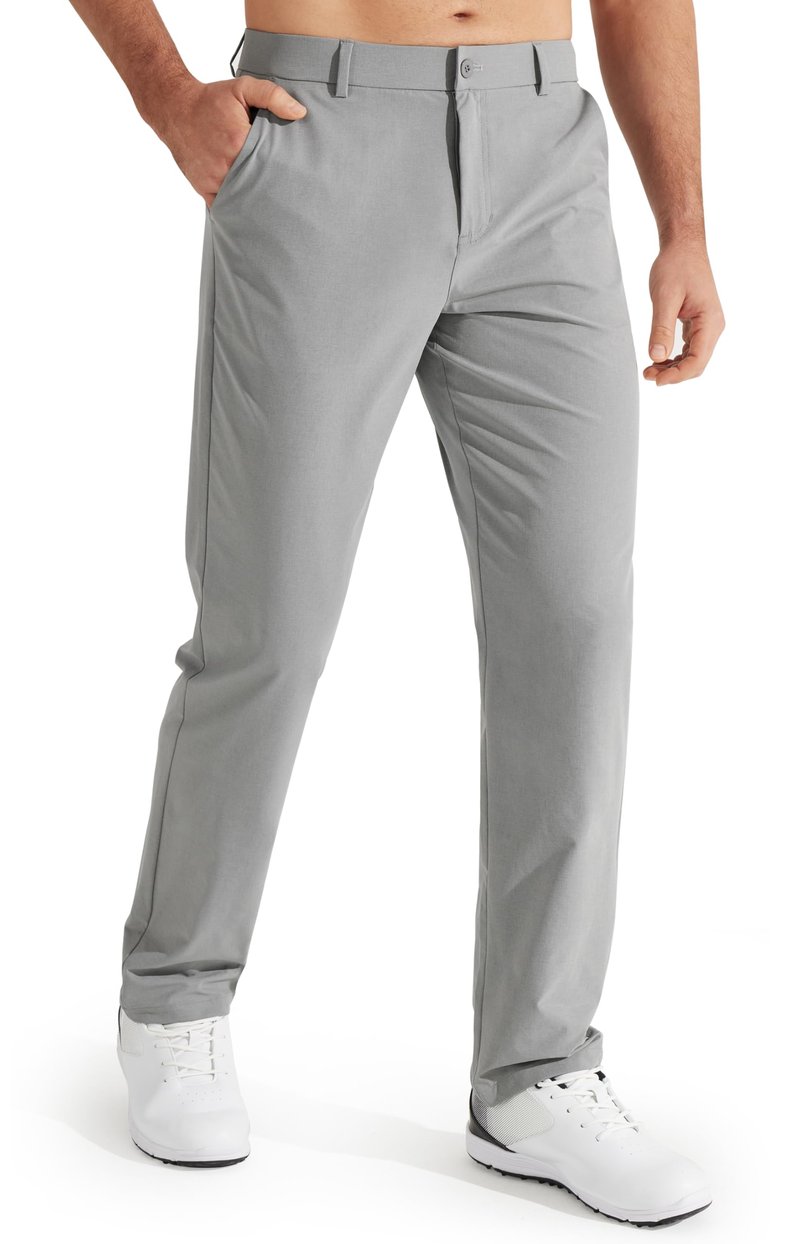Libin Men's Work Pants Comfy Golf Pants 34" Quick Dry Lightweight Dress Slacks Business Casual Clothing for Men Travel HIiking Outdoor, Light Grey, 46W x 34L