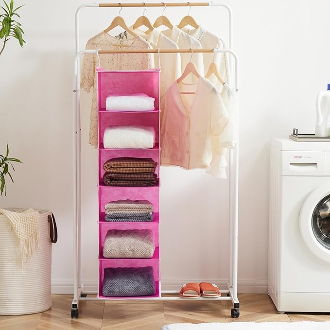 MAX Houser 6-Shelf Hanging Closet Organizer, Hanging Storage Shelves
