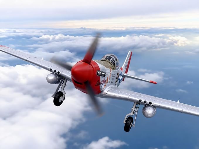 690MM 27Inch P-51D P51 Mustang Large Brushless Remote Controlled Plane Airplane for Beginners Adults 14Y+ Expert 4CH Hobby RC Glider 3D Aerobatic / 6G Gyro Xpilot 1/16 (RTF 2-Batteries)
