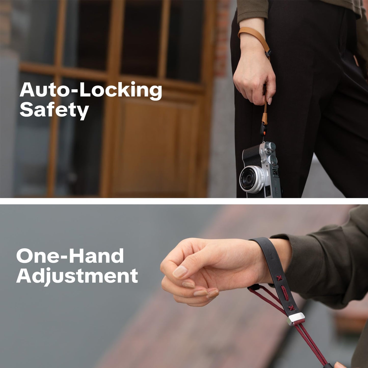 PGYTECH Camera Wrist Strap Slim Vintage Style, Adjustable Quick Release Anti-Drop Leather Hand Strap Holds 55.1lb for Fujifilm/Sony/Canon Camera/Smartphone, Retro Camera Strap, Caramel Brown