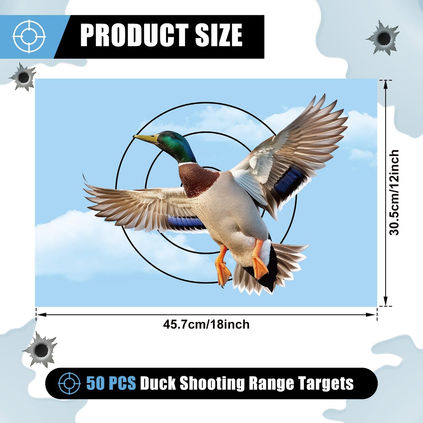 Chivertion 50 Sheets Turkey Duck Paper Targets for Shooting 12 x 18 Inch Photo Realistic Game Animal Targets to Pattern Fun Hunting Accessory for Practice(Turkey)