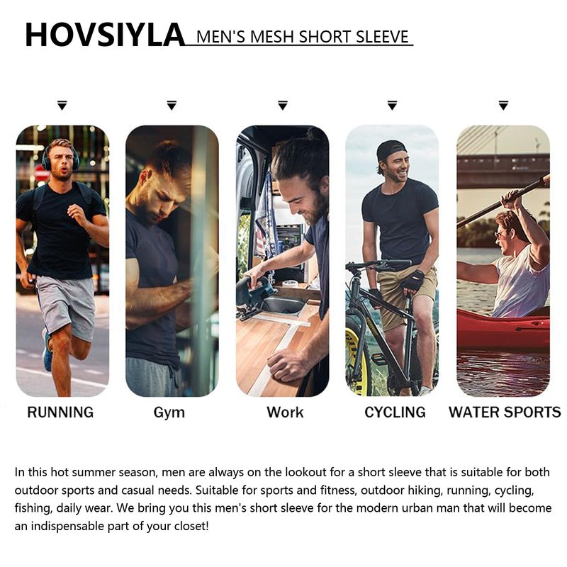 HovSiyla 5 Pack Running Shirts Men Sport Tops Dry Fit Gym Wicking Athletic T Shirts Breathable Cool Workout Shirts Black S