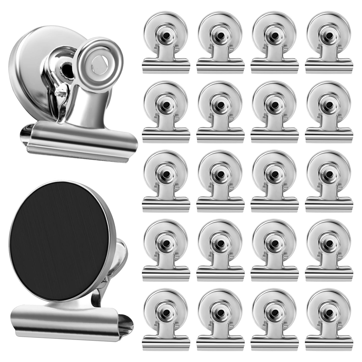 VNDUEEY 20 Pack Fridge Magnets Refrigerator Magnets, Strong Magnetic Clips Heavy Duty, Magnet Clips for Whiteboard, Magnets for Fridge Locker Office Accessories (Silver)
