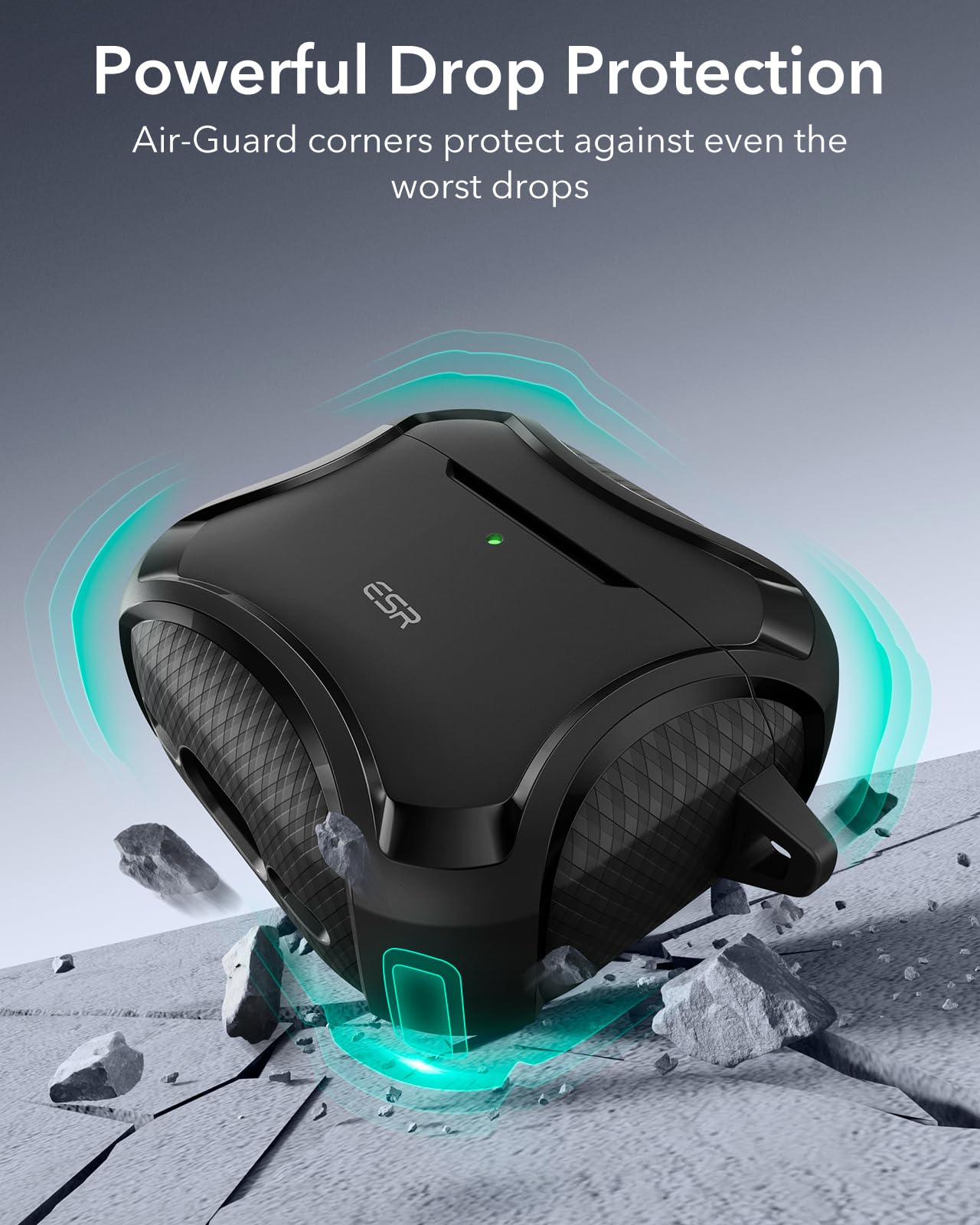 ESR for AirPods 4 Case, Compatible with AirPods 4th Generation Case (2024), Compatible with MagSafe, Powerful Drop Protection, Magnetic Lid, Cyber Series, Black