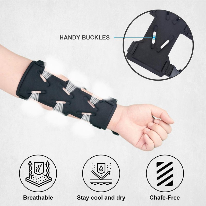 NRJSSCC Archery Arm Guard, Adjustable Strap Buckle Bow Arm Guards & Forearm Protector Bracer for Adults, Men, Women. Ideal for Hunting, Target Shooting, and Practice, Black