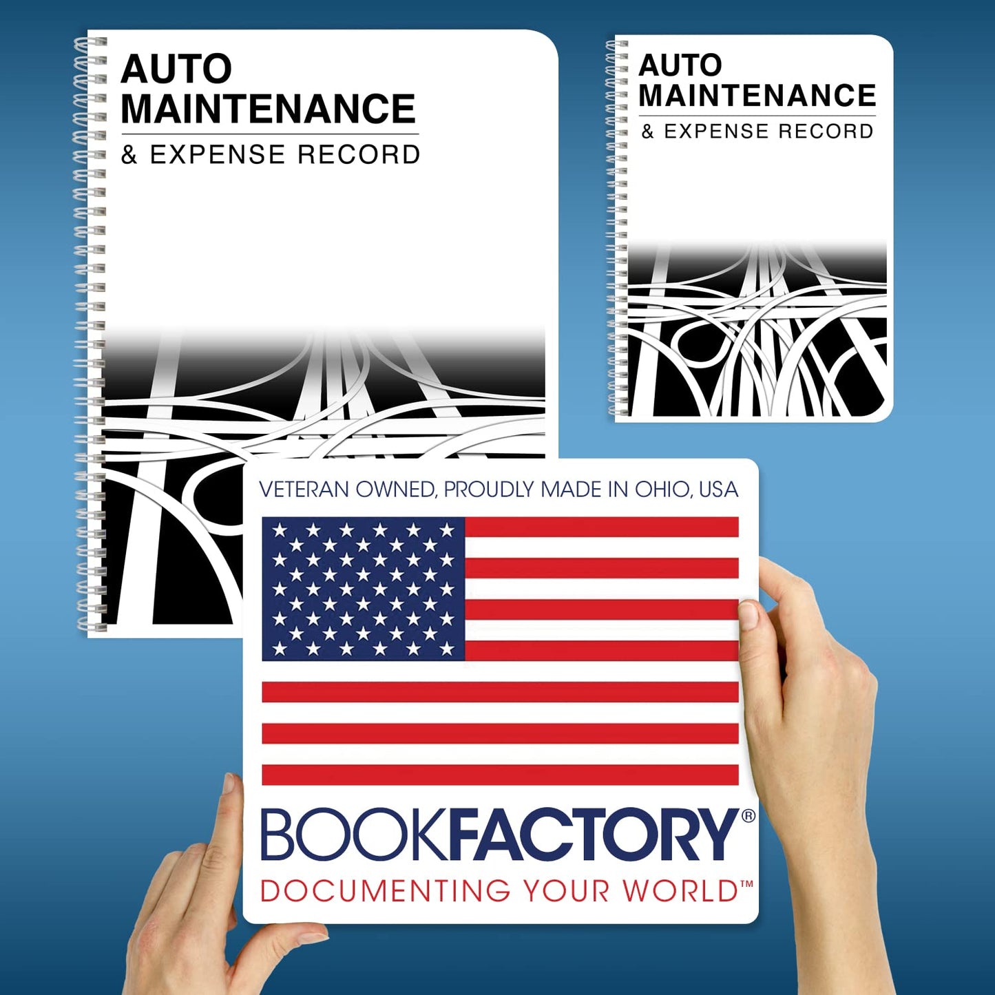 BookFactory Auto Maintenance and Vehicle Maintenance Log Book/Car Maintenance & Expense Tracker Record Book and Logbook - 5'' x 7'', 100 Pages, Wire-O (Made in USA)