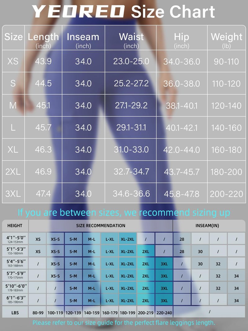 YEOREO CoreFlex Women Workout Flare Leggings with Pockets Hidden Scrunch Cargo Gym Yoga No Front Seam Leggings Dazzling Blue M