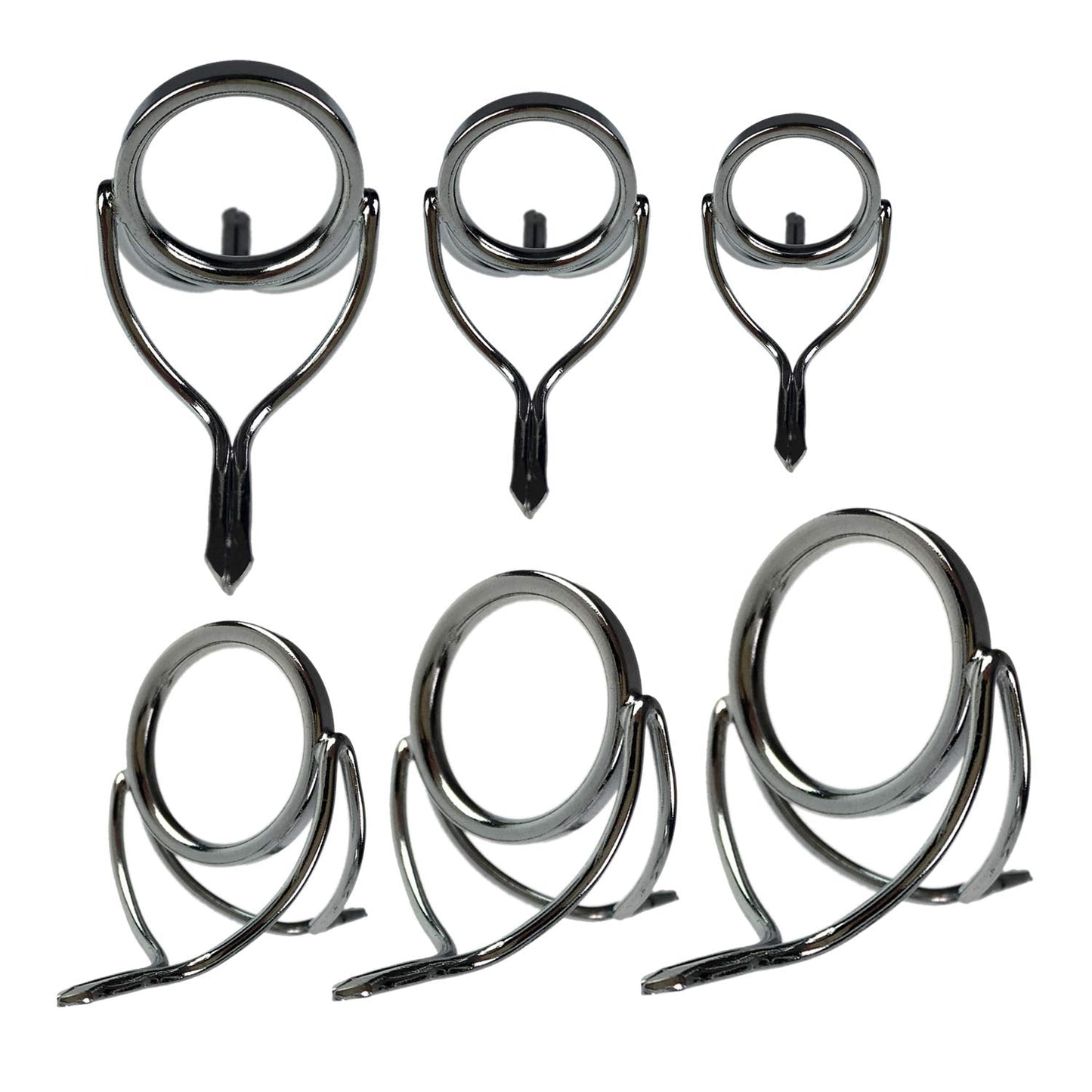 QualyQualy 6pcs Spinning Fishing Rod Guides Repair Kit Integrated Stainless Steel Ring Baitcasting Fishing Pole Eyes Replacement 12#-25#