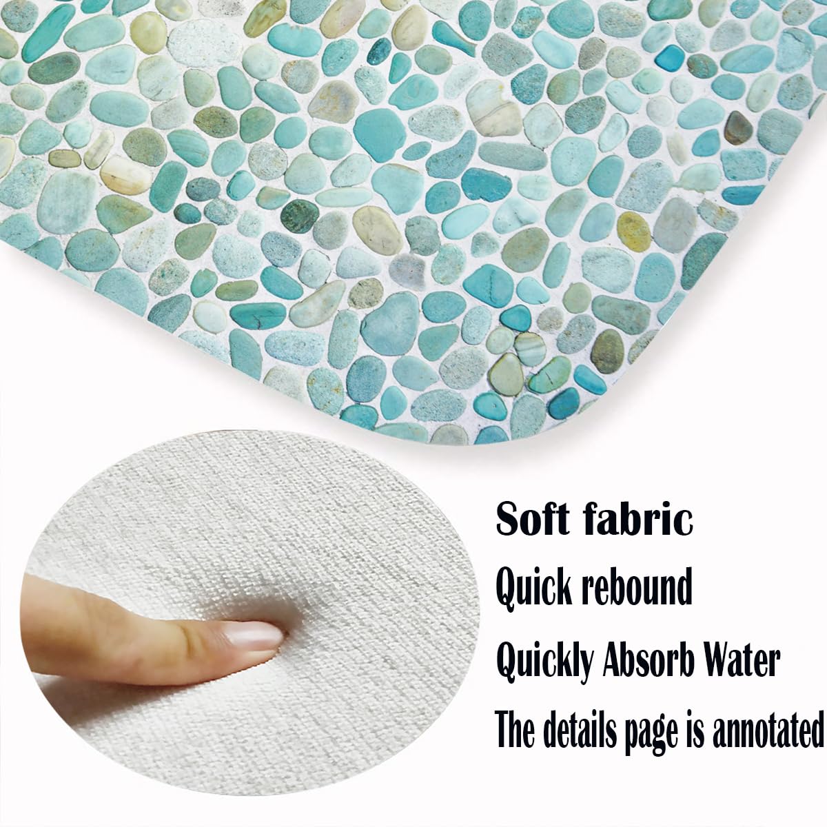 LYFANS Pebble Stone Memory Foam Bath Mat, Non-Slip Absorbent Flannel Bathroom Rug, Soft Quick Dry Shower Floor Mat for Tub, Kitchen, Bedroom (24"x59")