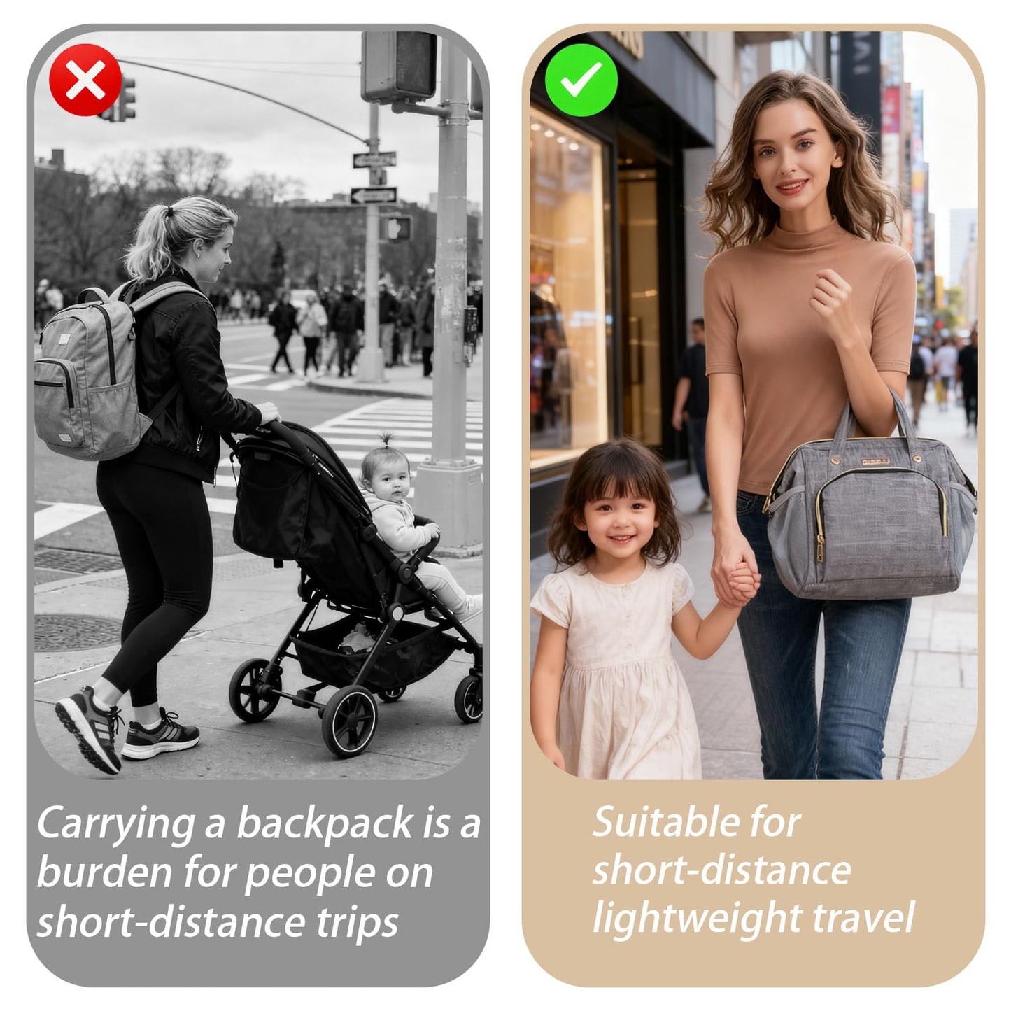 FHELAD Small Diaper Bag Backpack, Toddler Diaper Bags Waterproof Multi-Function Newborn Baby Stylish Mini Crossbody Diaper Bag, Gray