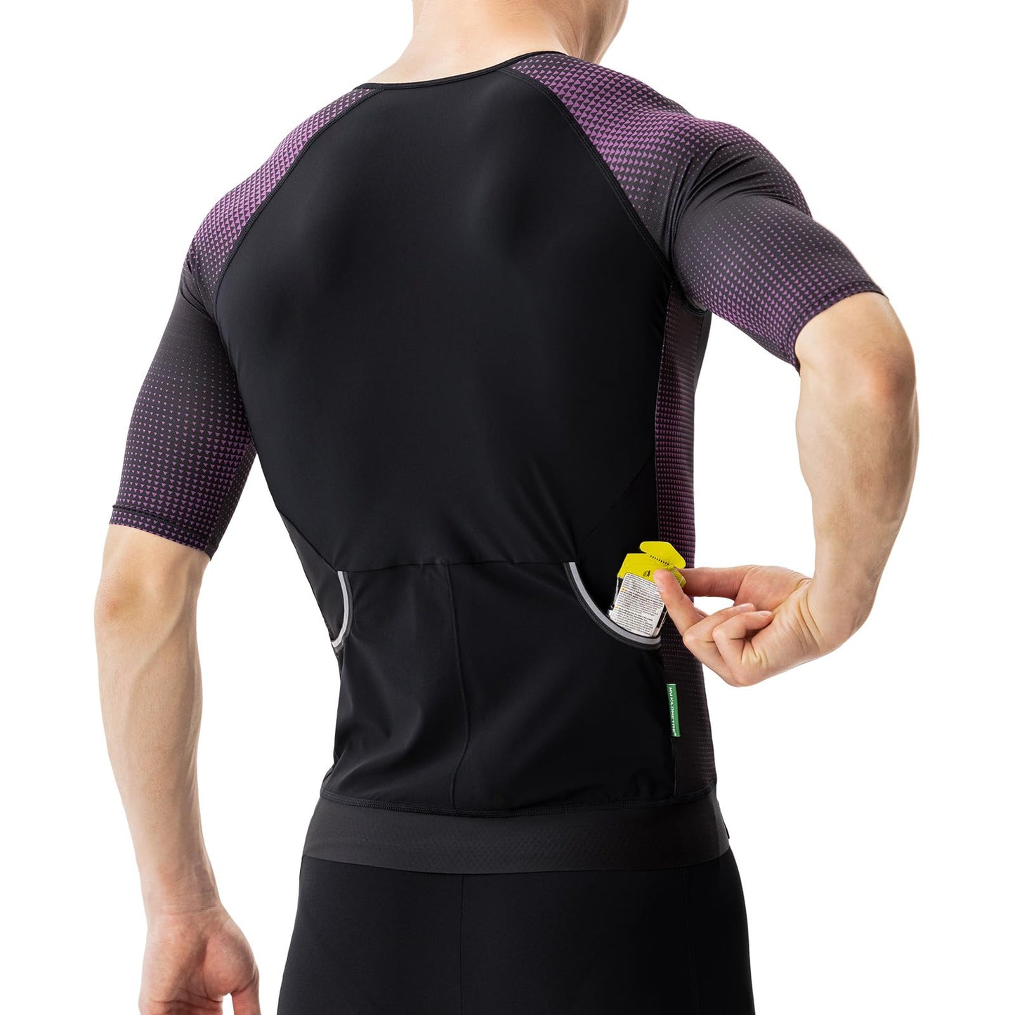 MY KILOMETRE Men's Triathlon Top Full Zip Short Sleeve Tri Shirt, Quick-Dry, UPF 50+ Protection with Reflective Back Pockets, Performance Gear for Running, Swimming, Cycling Purple
