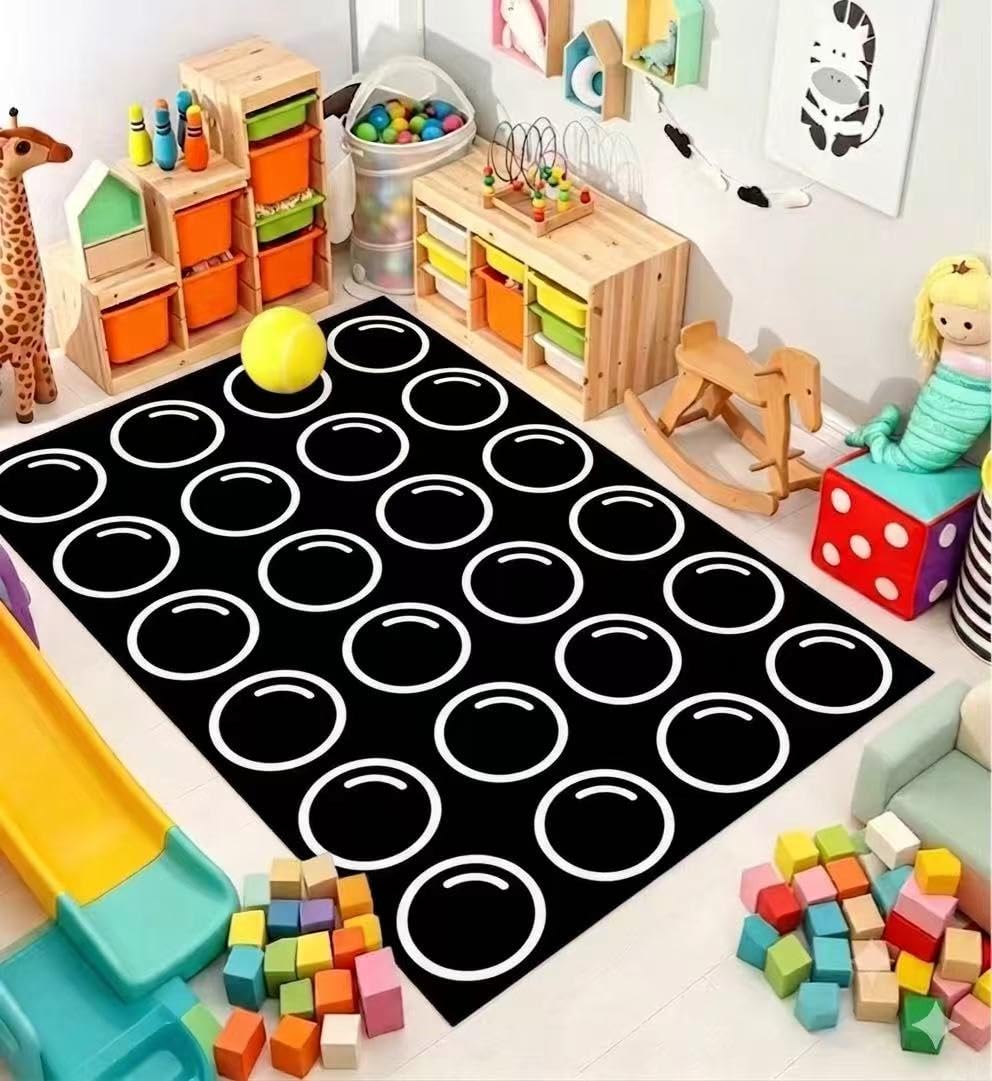 OPAMAN Black Classroom Rugs Elementary, 8x12 Large Classroom Rug Carpets