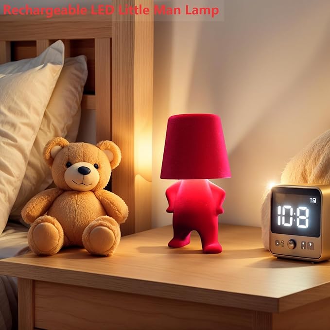 Modern Creative Design Table Lamp for Youth: Rechargeable Cute Light for Kids Child Teen -Bedside Lamps for Nightstand- Gift for Birthday Christmas Halloween Easter， 3-Color Dimmable.