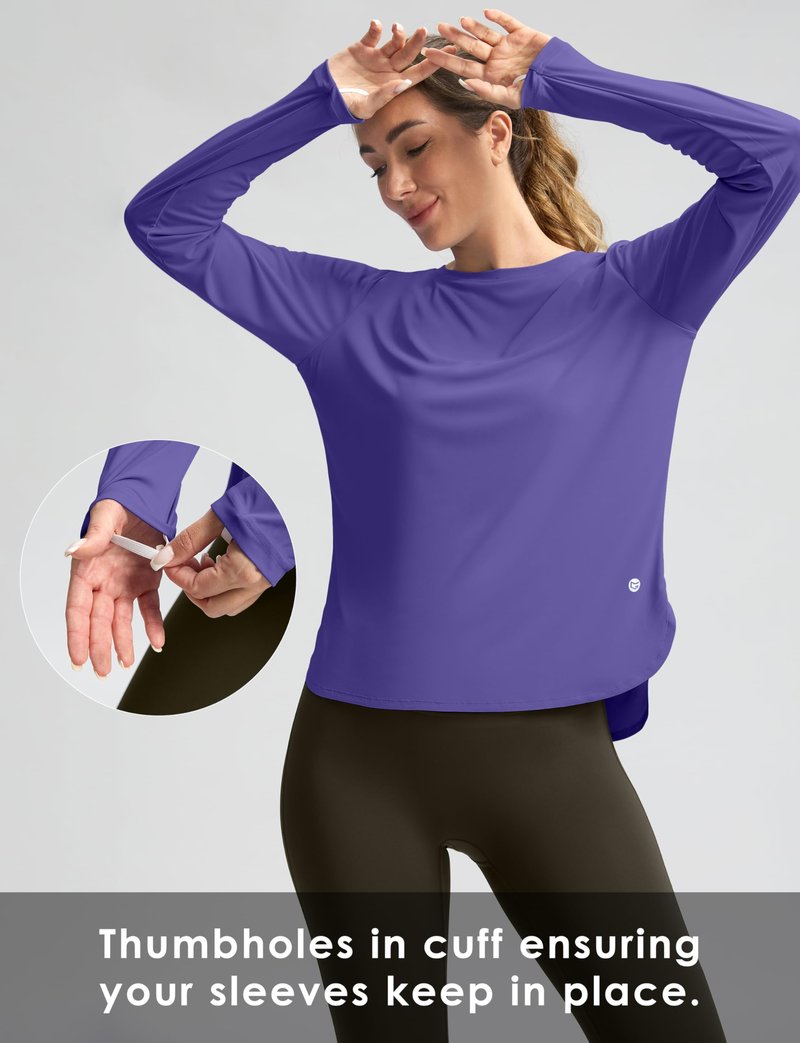 Women's Sun Shirts UPF 50+ Long Sleeve UV Protection Shirt Lightweight Quick Dry Workout Hiking Tops for Women(Vintage Purple,L)