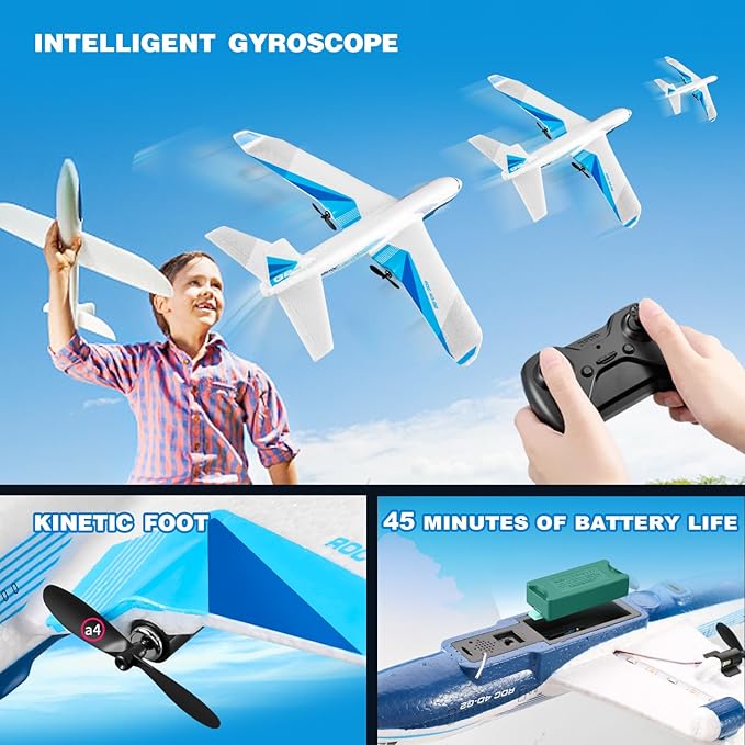 4DRC G2 Foam Remote Control Airplanes RC Planes for Kids Adults RC Airplane Fighter Jet with 3 Battery for Beginners Adult Light Airplane Toy Gifts for Kids Boys （3 Battery）