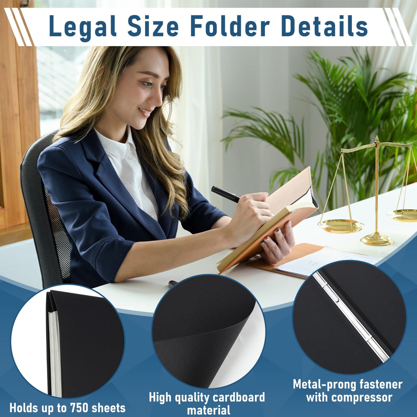 Resurhang 10 Pcs 14x9 Inch Pressboard Report Cover, 3" Capacity Presentation Binder Folder with Metal Prong Paper Fastener to Neatly Bind Reports Proposals Transcripts, Other Documents (Black)