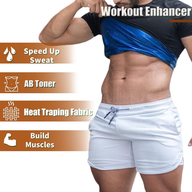 Men's Sauna Sweat Suit - Compression Workout T-Shirt for Gym | Sports Shapewear Jacket