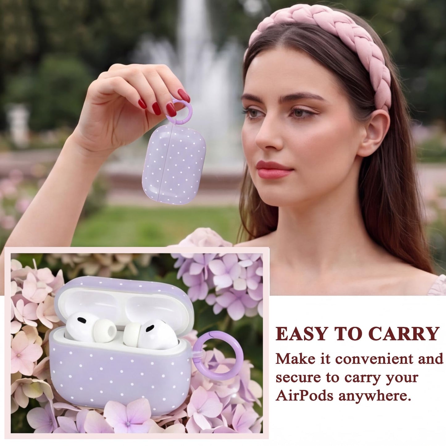 Kimiyaki for AirPods Pro 3 Case Cute Polka Dot Pattern Design Case for Girls Woman Full Protective Shockproof Keychain Cover with Cleaner Kit for Airpods Pro 3rd(2025)