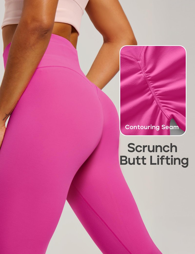 Heathyoga Scrunch Butt Lifting Leggings for Women Tummy Control No Front Seam Compression Leggings for Women Yoga Pants Women Hot Pink