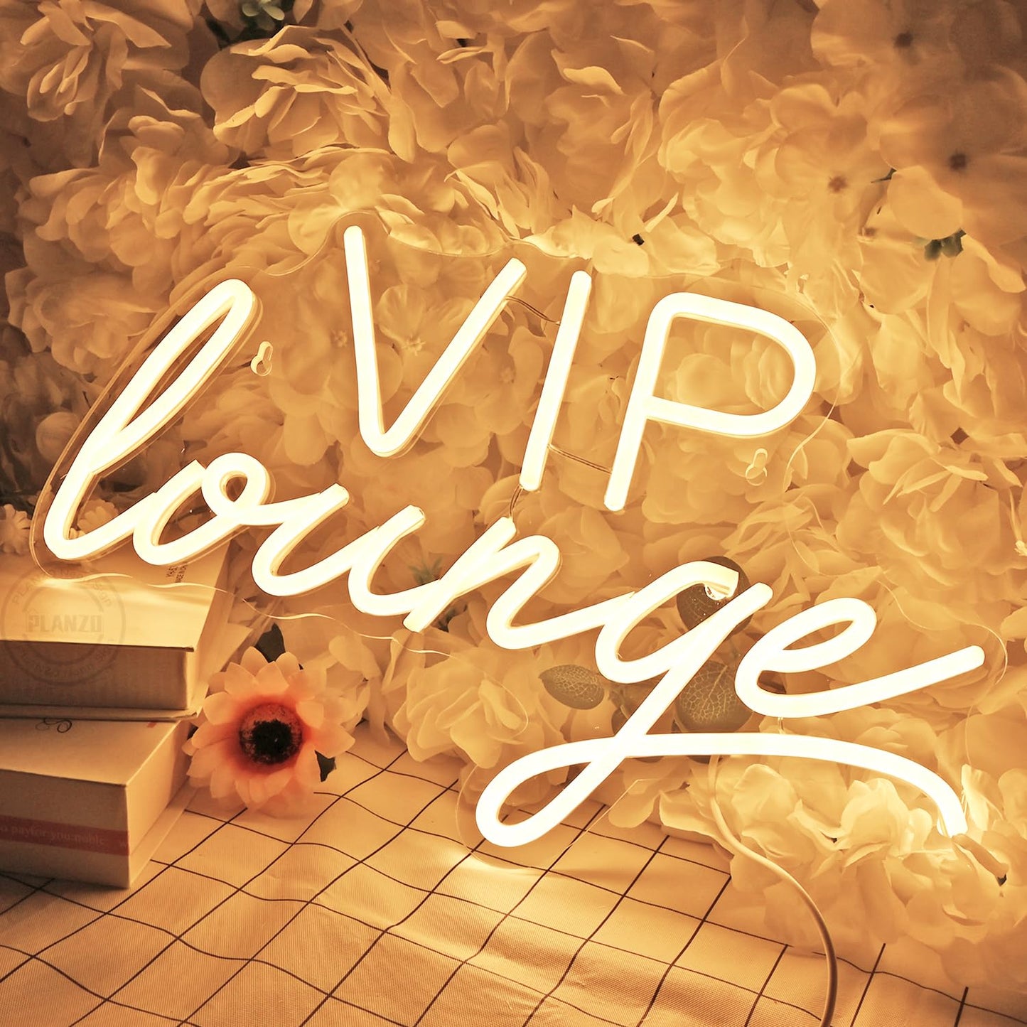 Planzo VIP Lounge Led Neon Light Sign USB Office Hotel Pub Cafe Store Shop Wedding Birthday Party Beauty Salon Airport Railway Station Bistro Nightclubs Wall Sign Decor USB 15.75"X9.65" Warm