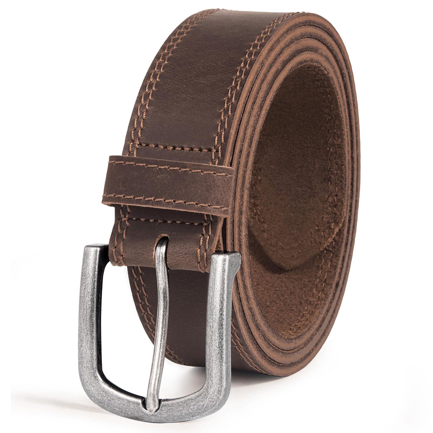 DENGFENGZHE Men's Full Grain Leather Belt for Everyday Casual Jeans, 1.5" Handmade Men Leather Belts with Gift Box (Bourbon Brown, 36)