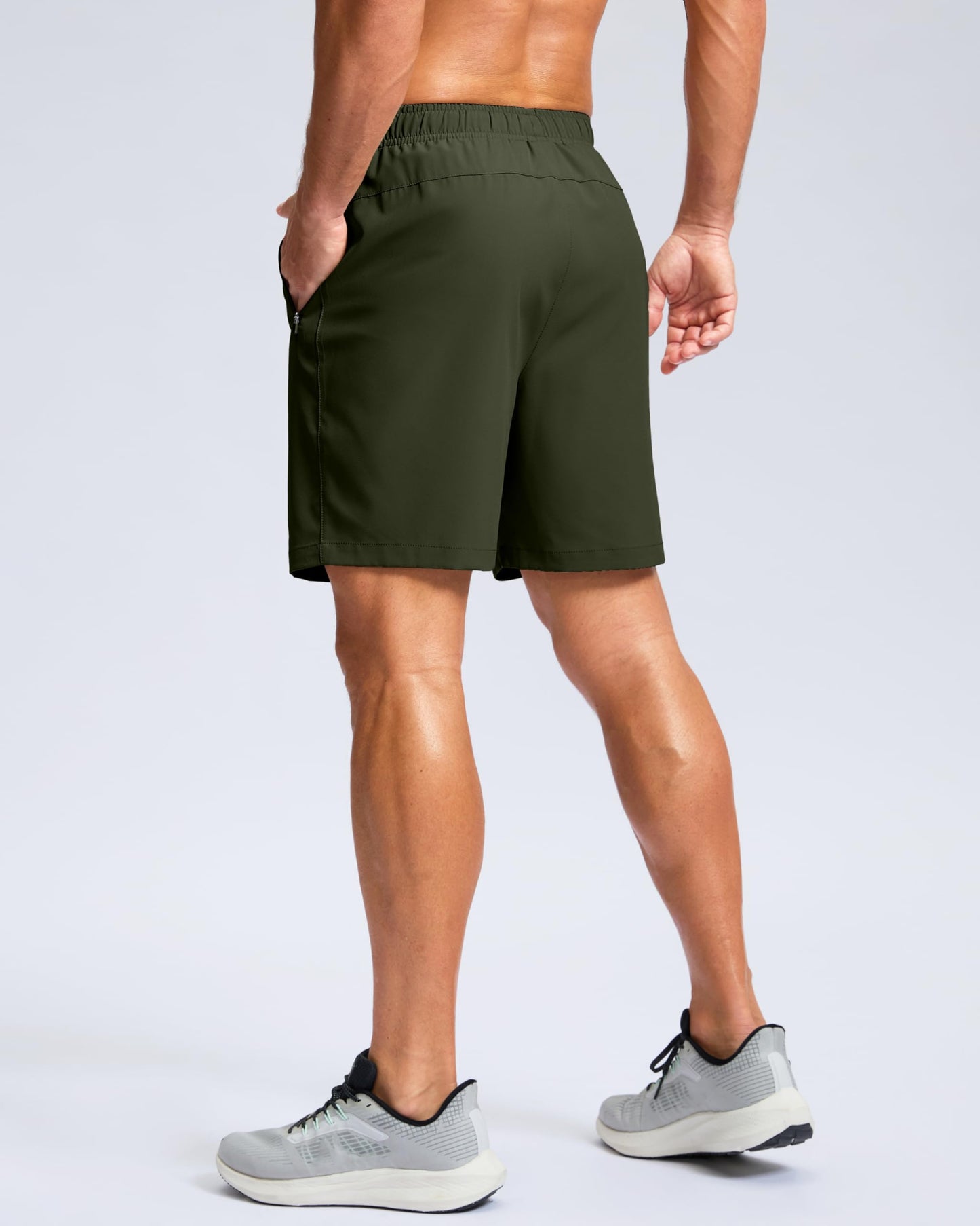 G Gradual Men's Athletic Running Shorts with Zipper Pockets Quick Dry 7"/ 5"/ 9" Workout Gym Shorts for Basketball Hiking(Olive,7XL)