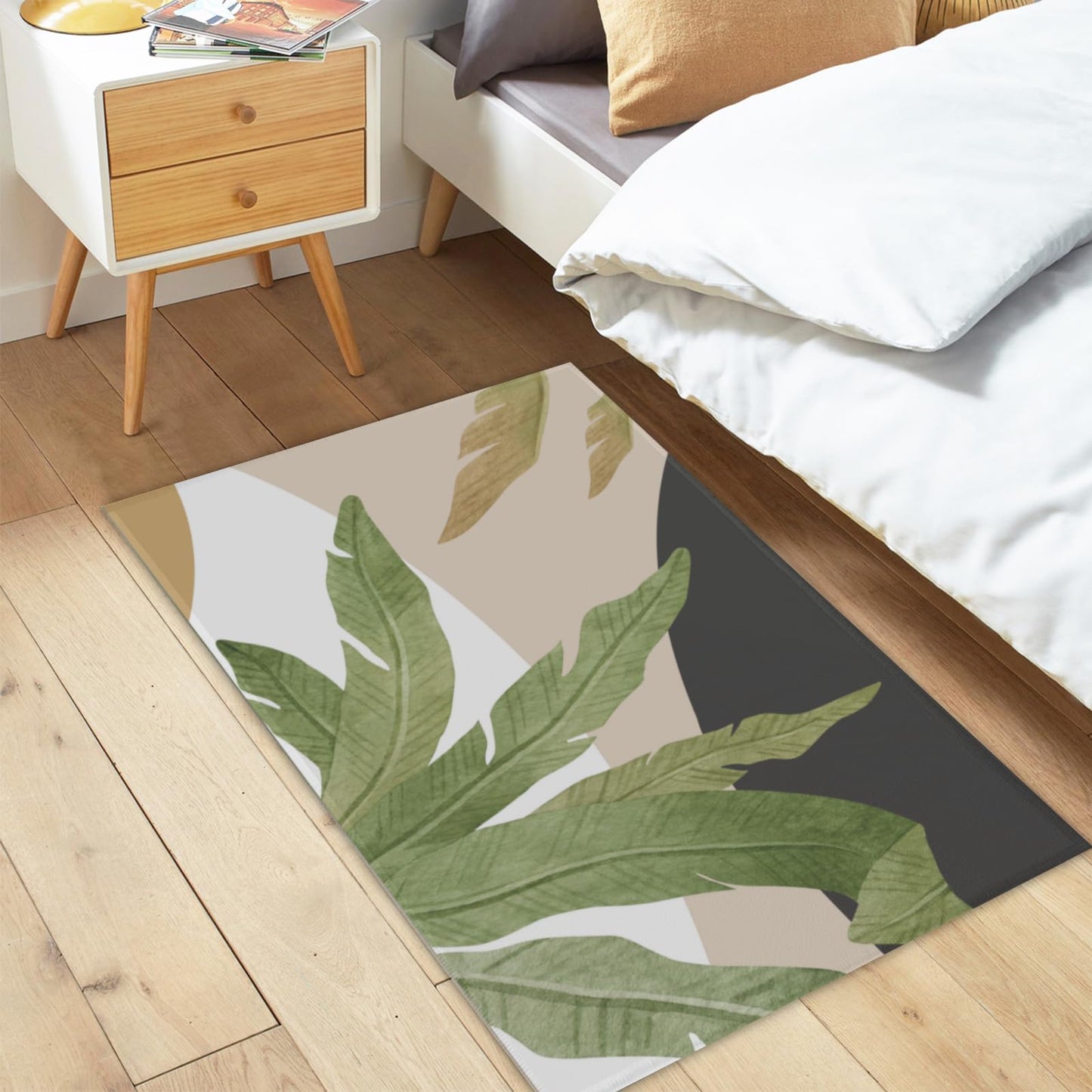 Kwlegh Tropical Area Rug Hawaiian Plant Leaf Carpet Sage Green Palm Tree Washable Entry Rug Jungle Outdoor Front Door Mat 24x35 Inch Absorbent Non-Slip Throw Rugs for Bathroom Kitchen