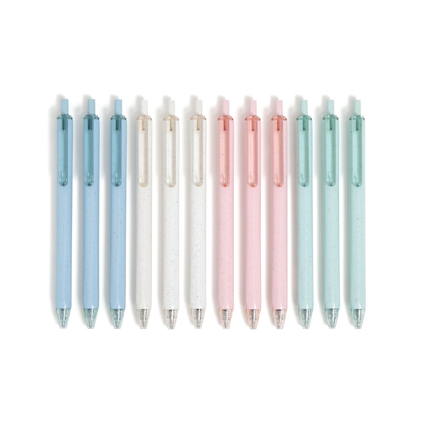 U Brands U-Eco Recycled Gel Click Pens, Set of 12, Pastel Speckle, Medium (0.7 mm) Point, Black Ink