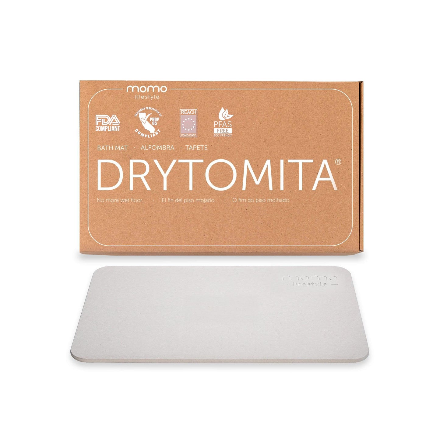 Momo Lifestyle Stone Bath Mat – Quick Dry Diatomaceous Earth Bath Mat, Non Slip Bathroom Shower Mat, Ultra Absorbent Diatomite Bath Stone, Linen Grey, 23.6 x 15.4”