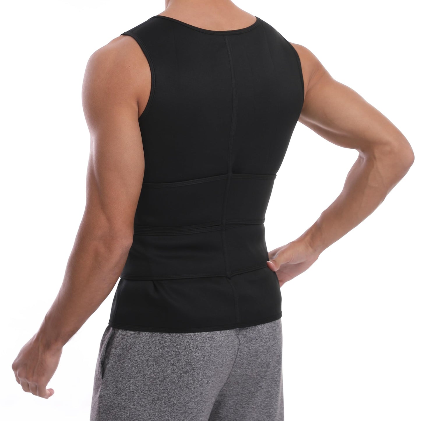 Dokelovy Sauna Suit Vest for Men 2 in 1, Zipper Sauna Waist Trainer with 2 Adjustable Waist Trimmer Belts,BodyShaper for Gym