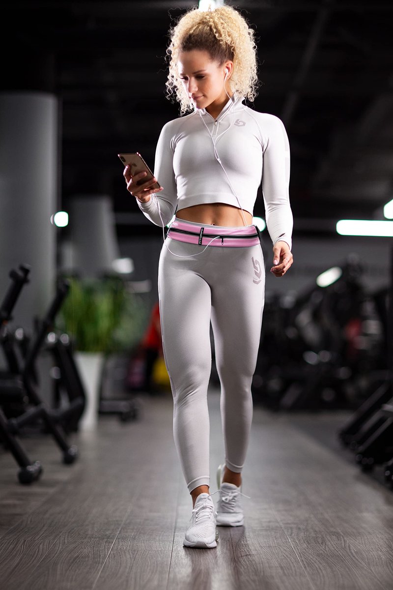 Fitgriff® Running Belt for Men & Women - Secure Jogging Pouch for Phone, Keys & Essentials - For All Cell Phones (Pink, 24.5" - 35.5" Waist Size)