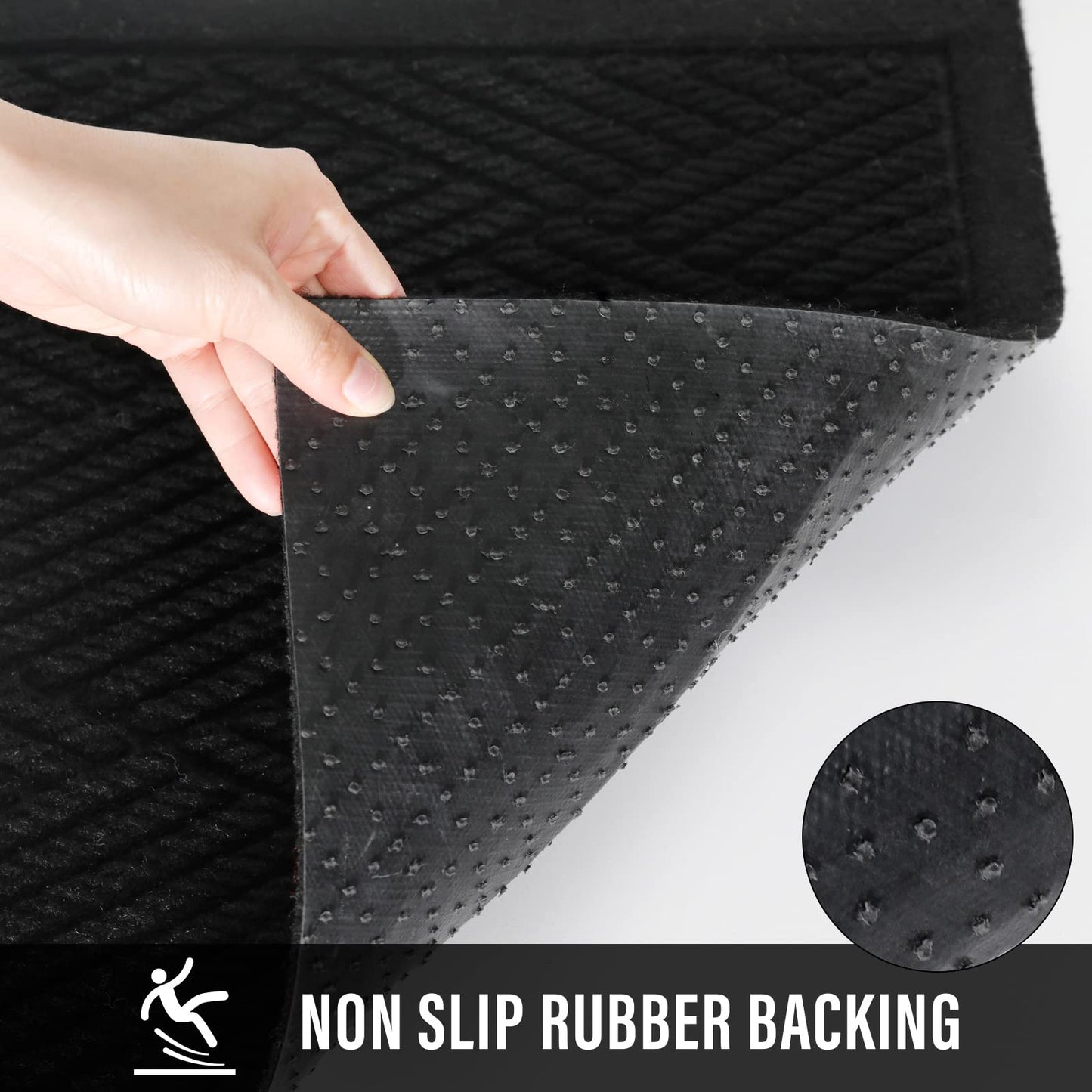 HIYARD Durable Front Door Mat, Absorbent Muddy Dirt Resist Welcome Door Mats Outdoor Indoor, Stain and Fade Resistant, Non-Slip Rubber Backing Low Profile Doormat for Entryway, 30×17, Black