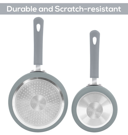Utopia Kitchen Nonstick Saucepan Set with Lid, 1 Quart and 2 Quarts Multipurpose Pots Set for Home Kitchen or Restaurant (Silver-Black)