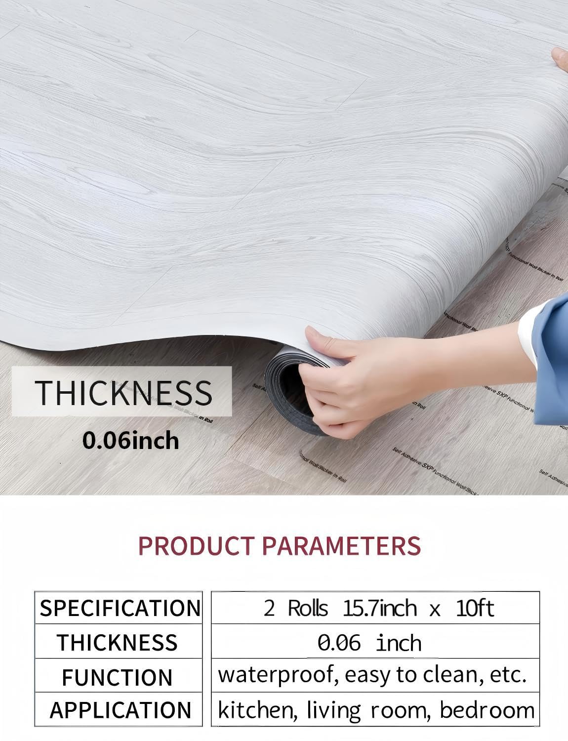 2 Rolls 15.7''x10FT Peel and Stick Vinyl Flooring Roll FOGZUVR: 25.73 Sq.ft Self-Adhesive Wood Grain Peel and Stick Floor Tiles Waterproof for Living Room, Bedroom, Bathroom & Kitchen(Paleish Grey‌)