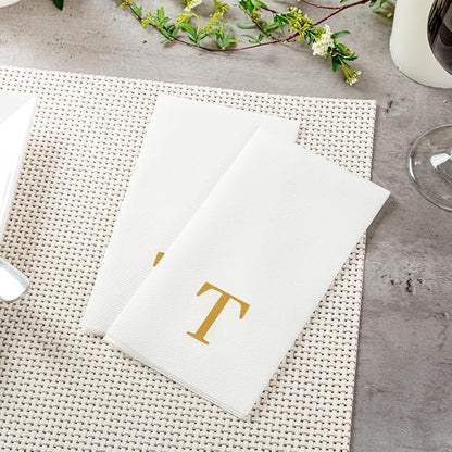 Luxenap 15.8 X 7.9 Inch Linen-Feel Guest Towels, 50 Lettered Hand Towels