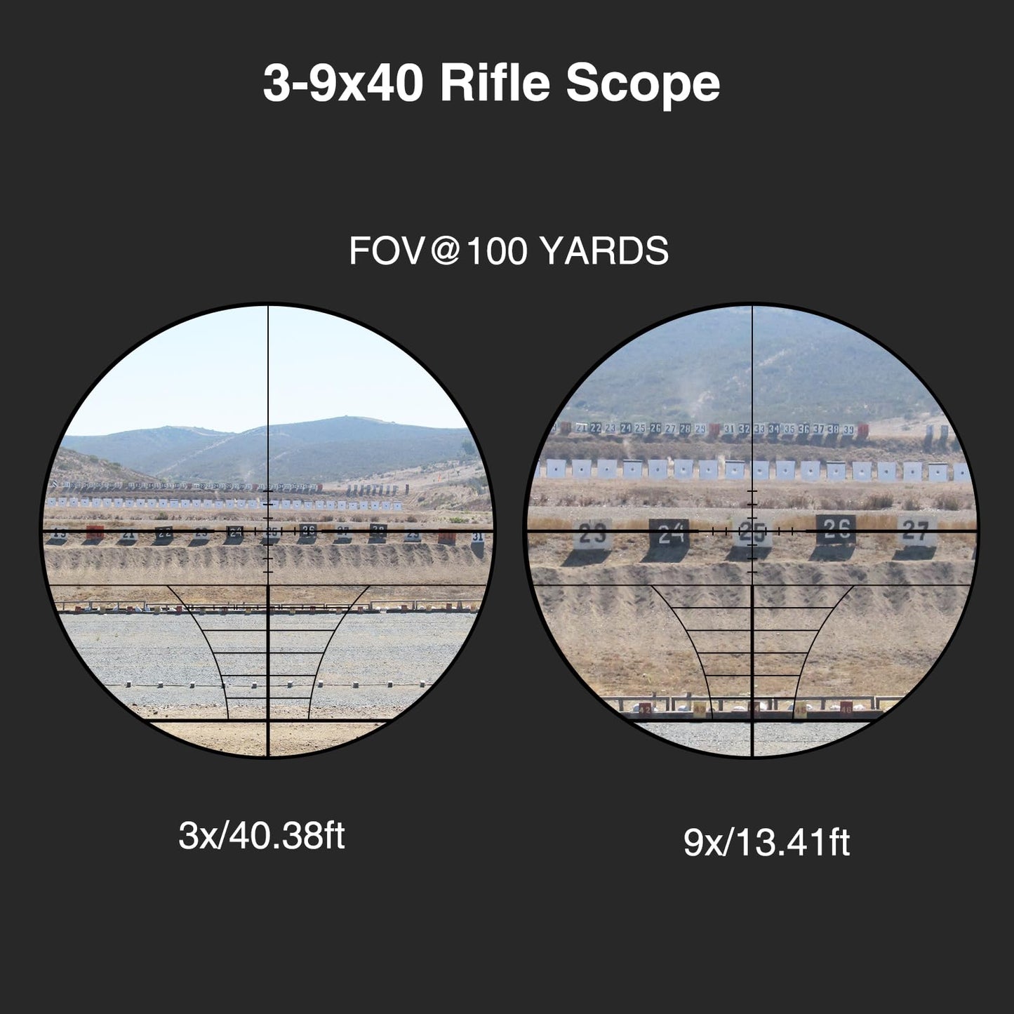 CVLIFE 3-9x40 Rifle Scope, Red & Green Illuminated Optical Riflescope, 22 Scope for Hunting with Mounts (Rangefinder Reticle)