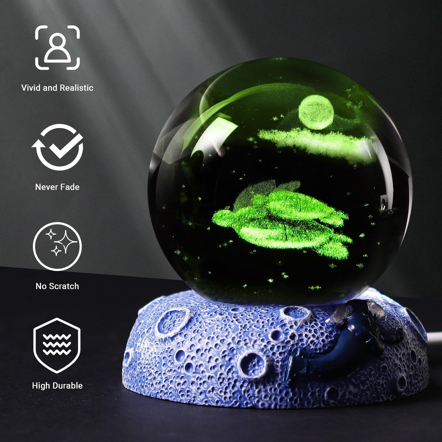 COQIRAUSEN Turtle 3D Crystal Ball Figurine, 2.4inch Oceans Glass Ball Gifts for Women, Sculpture Display Paperweight Keepsakes for Marine Organism Lover Home Decor