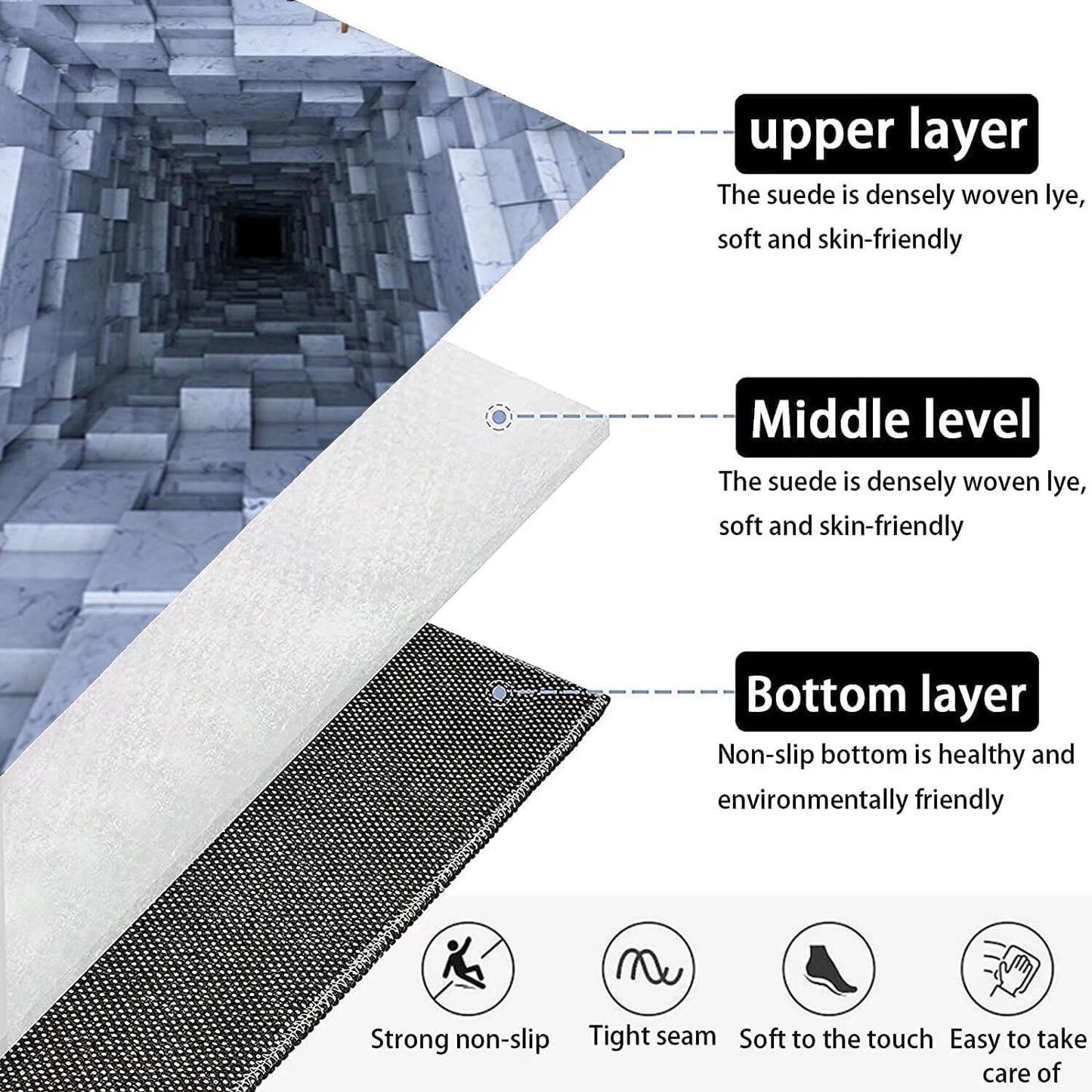 Marble Brick Bottomless Hole Area Rug for Living Room 3D Trap Optical Visual Illusion Rugs Kids Playroom Floor Carpet Mat Non-Slip,4'x6'
