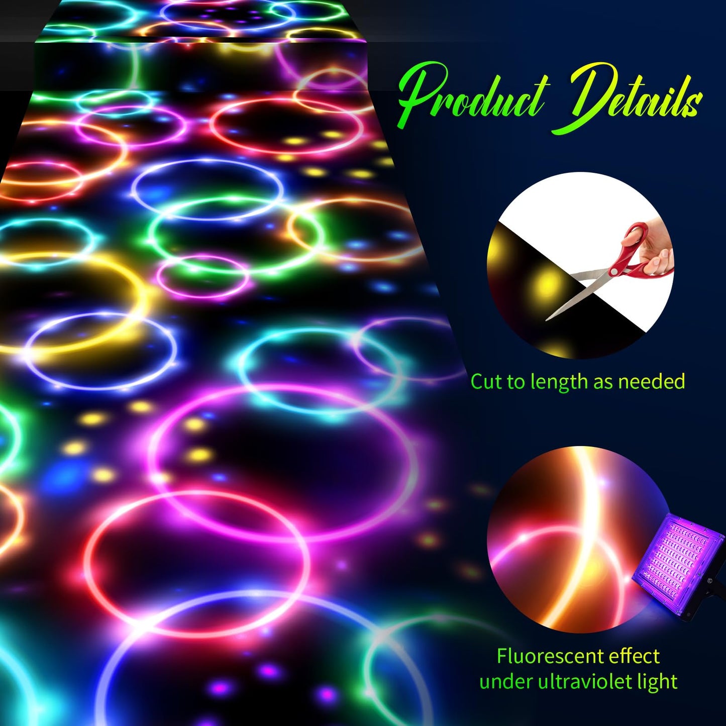 Haull 118 x 39 Inch Glow in The Dark Runner Neon Light up Dance Floor Black Light Party Decor 80s 90s Disco Party Supplies Neon Table Cloths Tapestry UV Rug Backdrop Props(Dream Bubble)