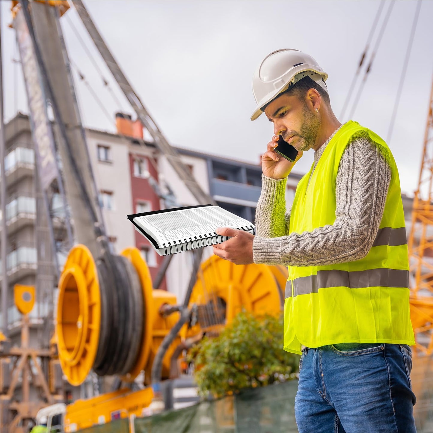 Fuyoooo Jobsite Journal 7 x 10 Inch Construction Daily Log Activity Record Construction Planner for Work Project Job Management