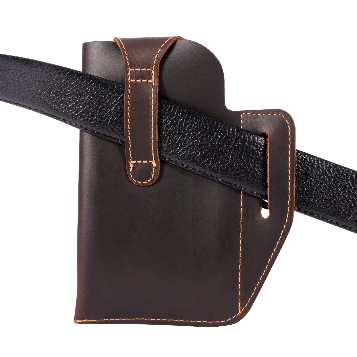 Genuine Leather Phone Holster,Universal Cell Phone Case with Snap Closure & Belt Clip, Leather Pouch for iPhone 16/15/14 Pro Max & Samsung Galaxy S24/S23 Ultra,Universal Belt Pouch for Men with Case