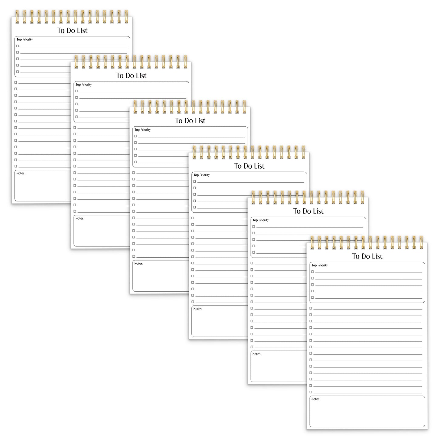 Better Office Products To Do List Mini Notepads, 5.5" x 8.5", Planning Note Pads, 50 Sheets Per Pad, Double Wire Spiral, Daily Agenda Productivity Checklist Organizer (6 Pack)