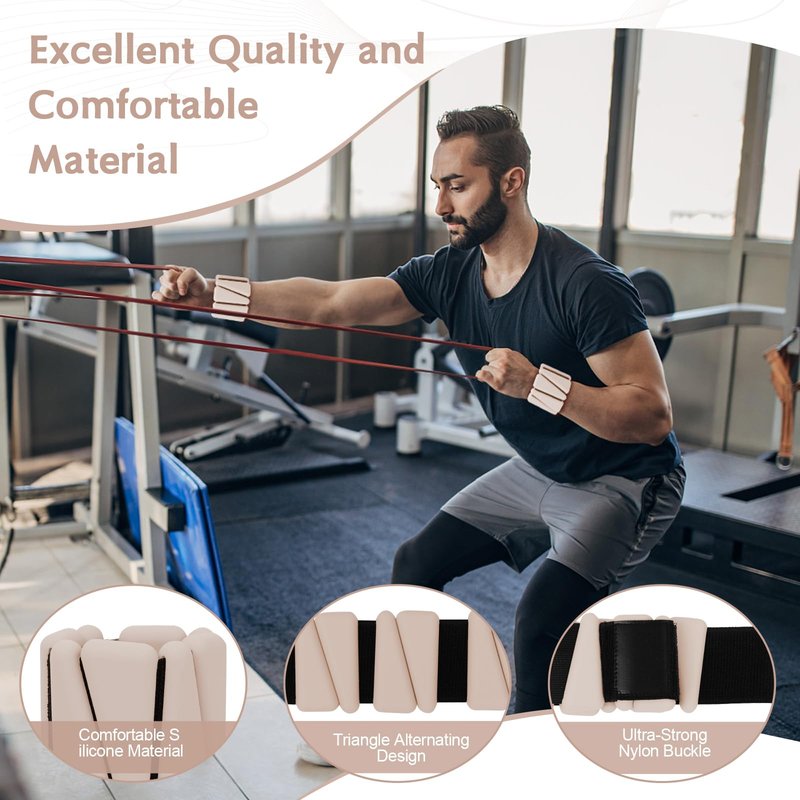 Wrist Weights for Women, Adjustable Ankle Weights Silicone Bracelet Weights Arm Leg Weights for Women Men Ankle Weights for Yoga Running Swimming Pilates Gym, 1 Pair (1 lb Each) (Beige)