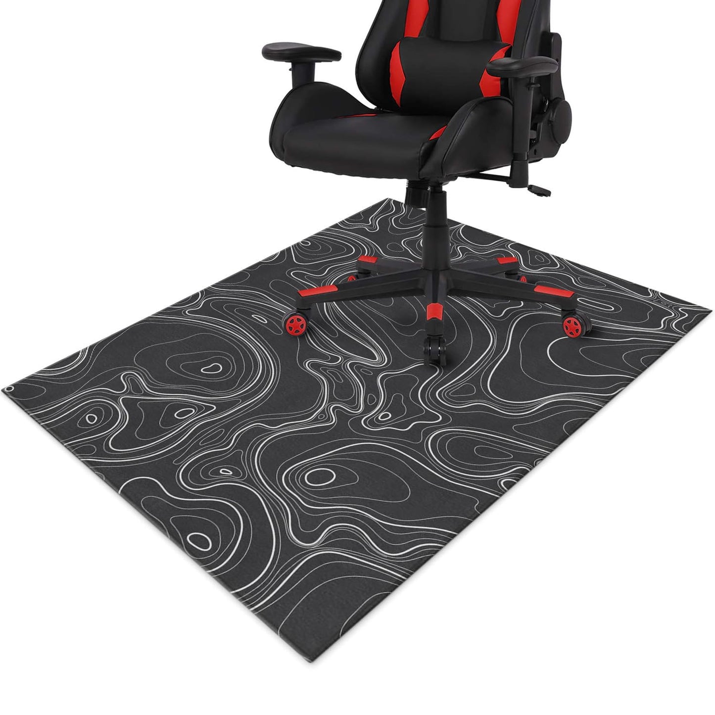 Gaming Chair Mat for Carpet Hardwood Tile Floor,36"x48" Gaming Rug for Gaming Room, Under Desk Non Slip Gamer Rug,Low-Pile Game Room Rug,Rubber Backing Large Gaming Chair Floor Mat,Topographic Contour