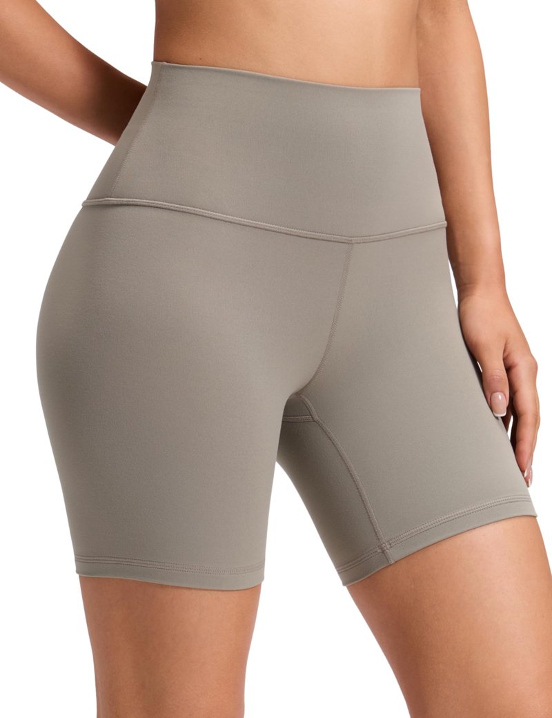 CRZ YOGA ButterLuxe Biker Shorts 6" - High Waisted Workout Running Volleyball Spandex Yoga Womens Warm Ash Grey X-Small