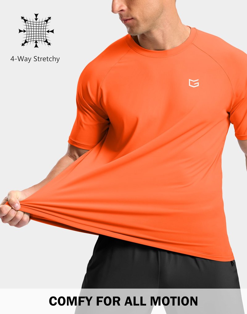 G Gradual Men's Athletic Workout T-Shirts Moisture Wicking Cooling Running Shirts Short Sleeve Performance Tee for Gym Tennis(Orange,4XL)