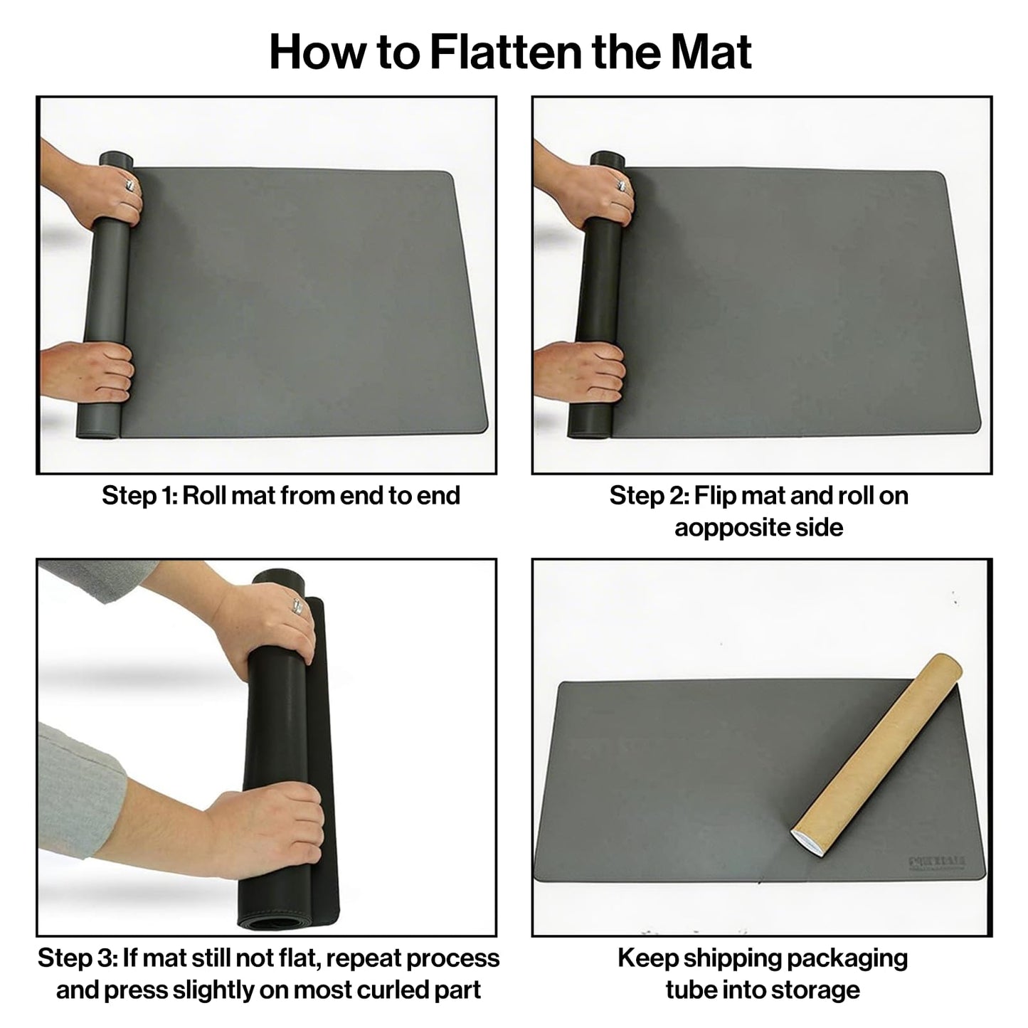 POCHAR Vegan Leather Desk Mat 31" x 16" - Office Desk Pad Protector for Desktop - Non-Slip PU Leather Dual-Sided Desk Blotter for Laptop Mouse Keyboard - Waterproof Writing Signing Pad, Gray