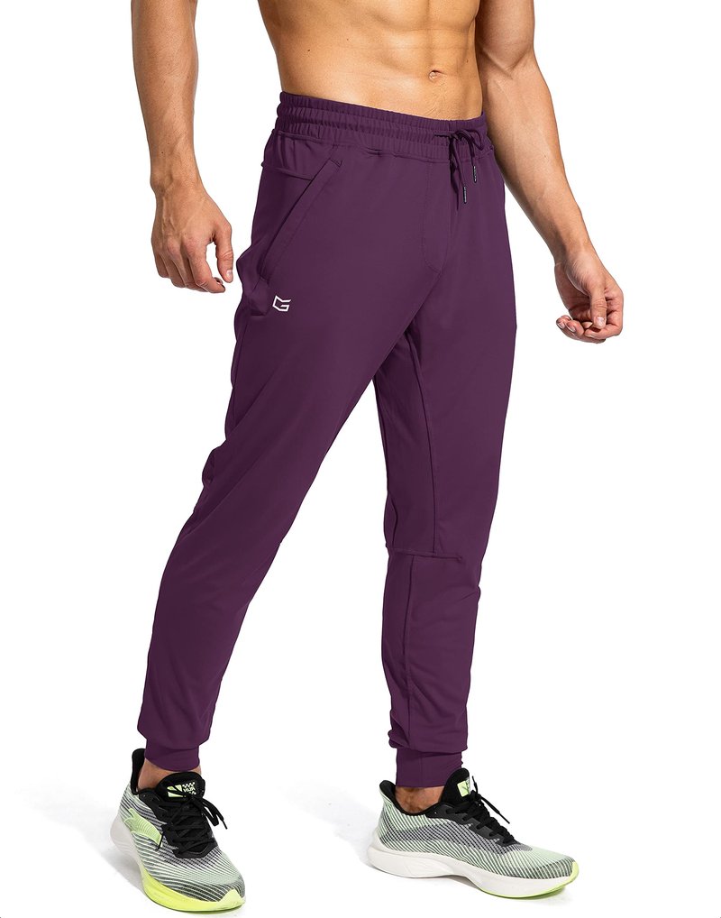 G Gradual Men's Sweatpants with Zipper Pockets Athletic Pants Traning Track Pants Joggers for Men Soccer, Running, Workout (Wine Red, Medium)